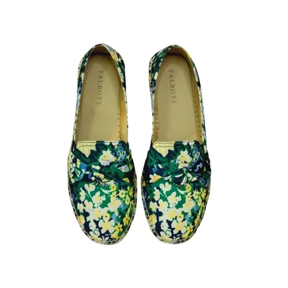 Talbots Izzy Butterfly Garden Knot Detail Sateen Espadrille Flats Shoe Size 8.5